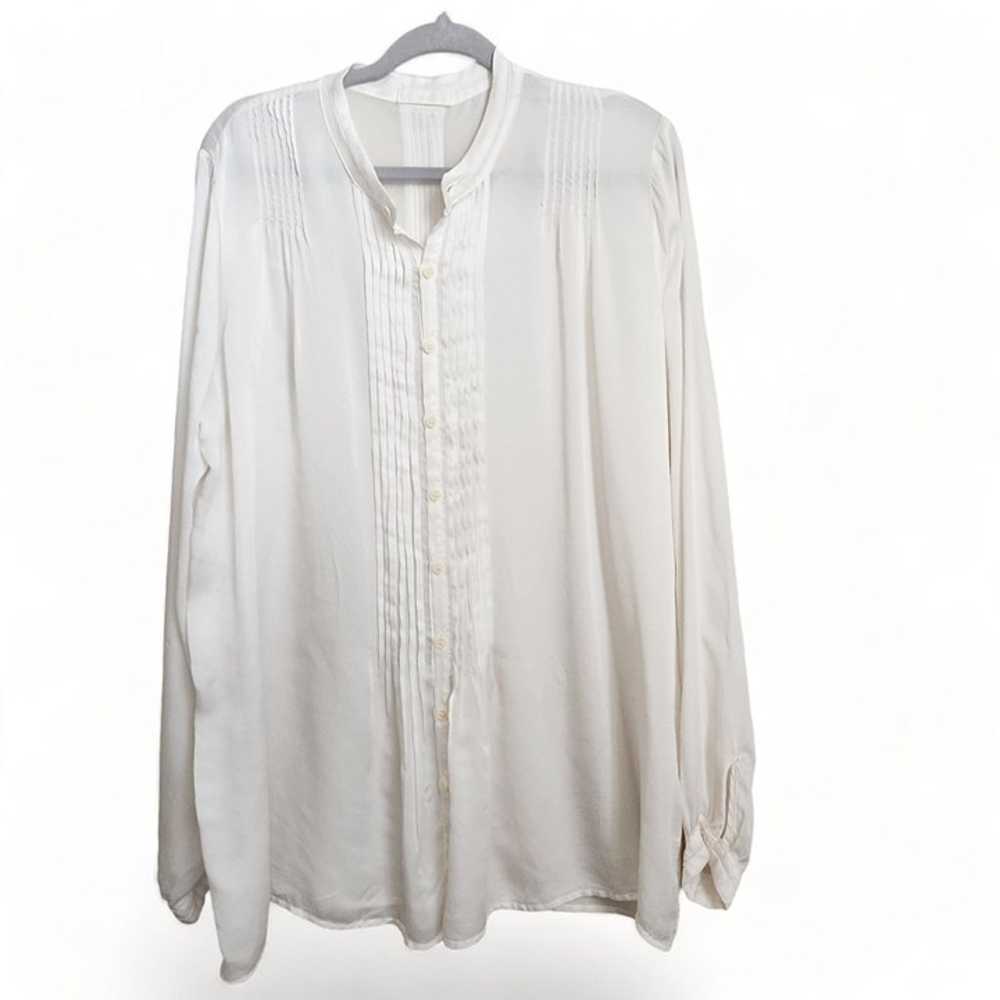 CP shades 100% Silk Pintuck Tunic Shirt Blouse Bu… - image 1