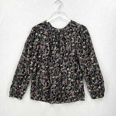 REBECCA TAYLOR Shirt Womens 12 Black Floral Print… - image 1