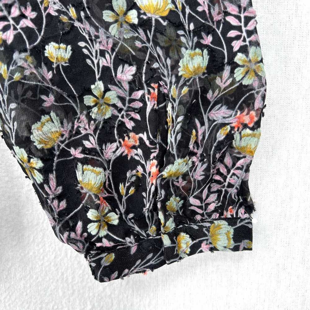 REBECCA TAYLOR Shirt Womens 12 Black Floral Print… - image 6