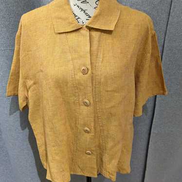 Flax Womens 100% Linen Button Front Short Sleeve … - image 1