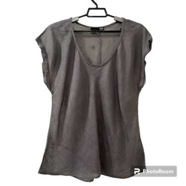 Eileen Fisher Gray Scoop Neck Linen Short Sleeve … - image 1