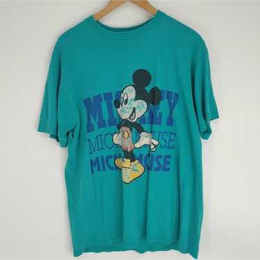 Mickey Mouse Disney Vintage Teal Tee Shirt Retro … - image 1