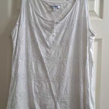 Old Navy • White Y2k Sequin Tank Top Cotton Coast… - image 1