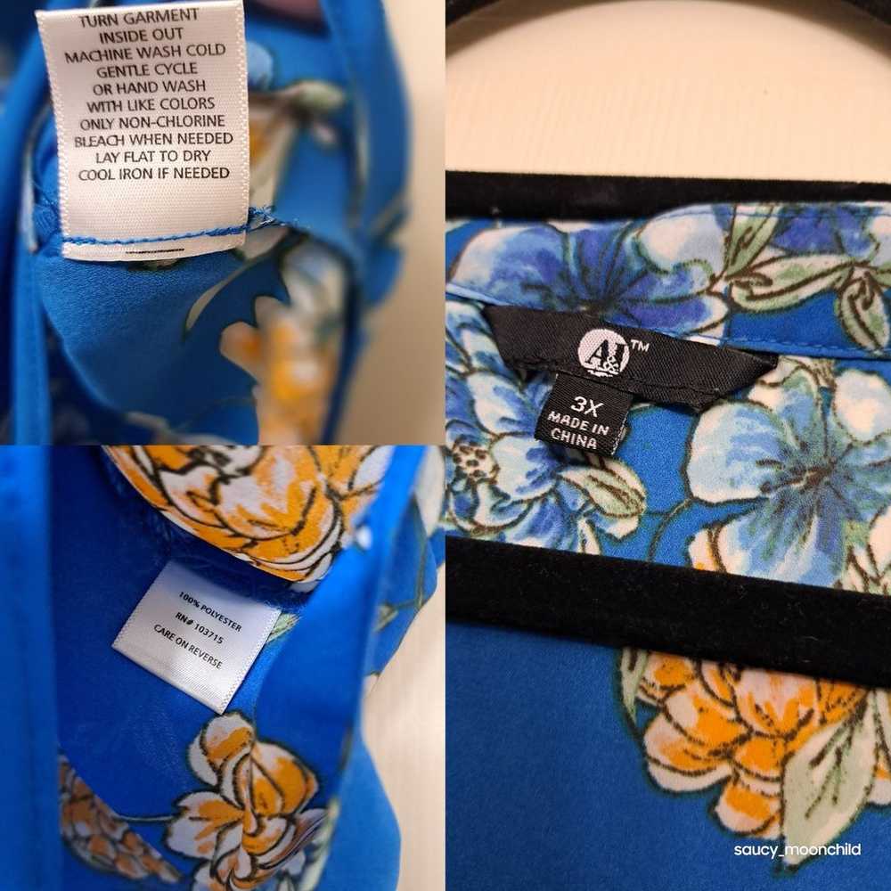 A&I • Blouse Womens Plus Size Blue Orange V Neck … - image 12