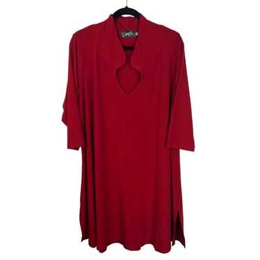 Sympli 3/4 Sleeve Solid Red Tunic Dress Size 2G 3… - image 1