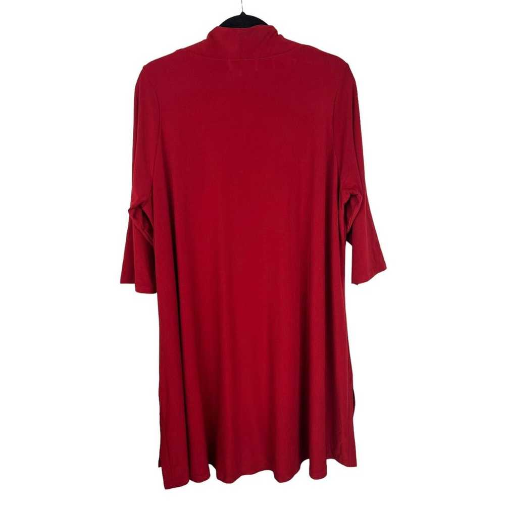 Sympli 3/4 Sleeve Solid Red Tunic Dress Size 2G 3… - image 2