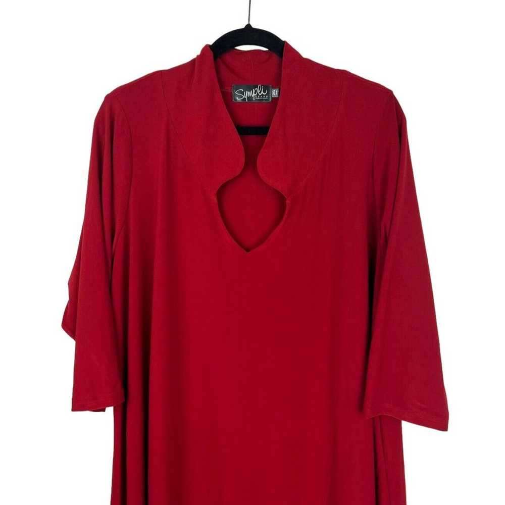 Sympli 3/4 Sleeve Solid Red Tunic Dress Size 2G 3… - image 3