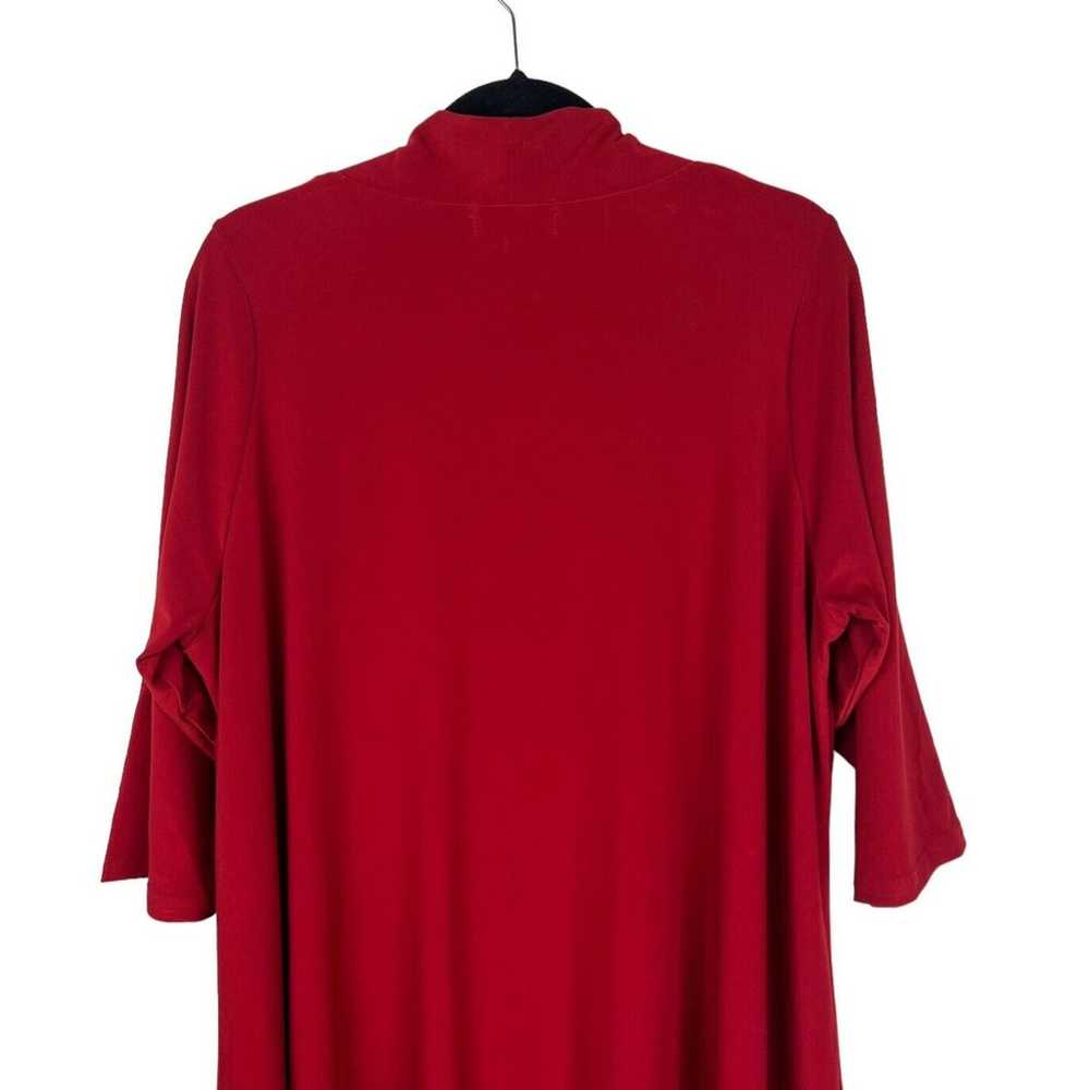 Sympli 3/4 Sleeve Solid Red Tunic Dress Size 2G 3… - image 7