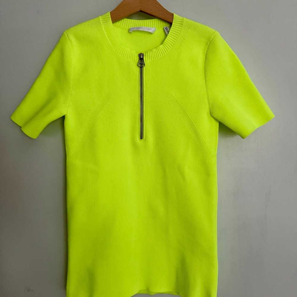 Helmut Lang Neon Yellow Green Half-Zip Knit Top - image 4