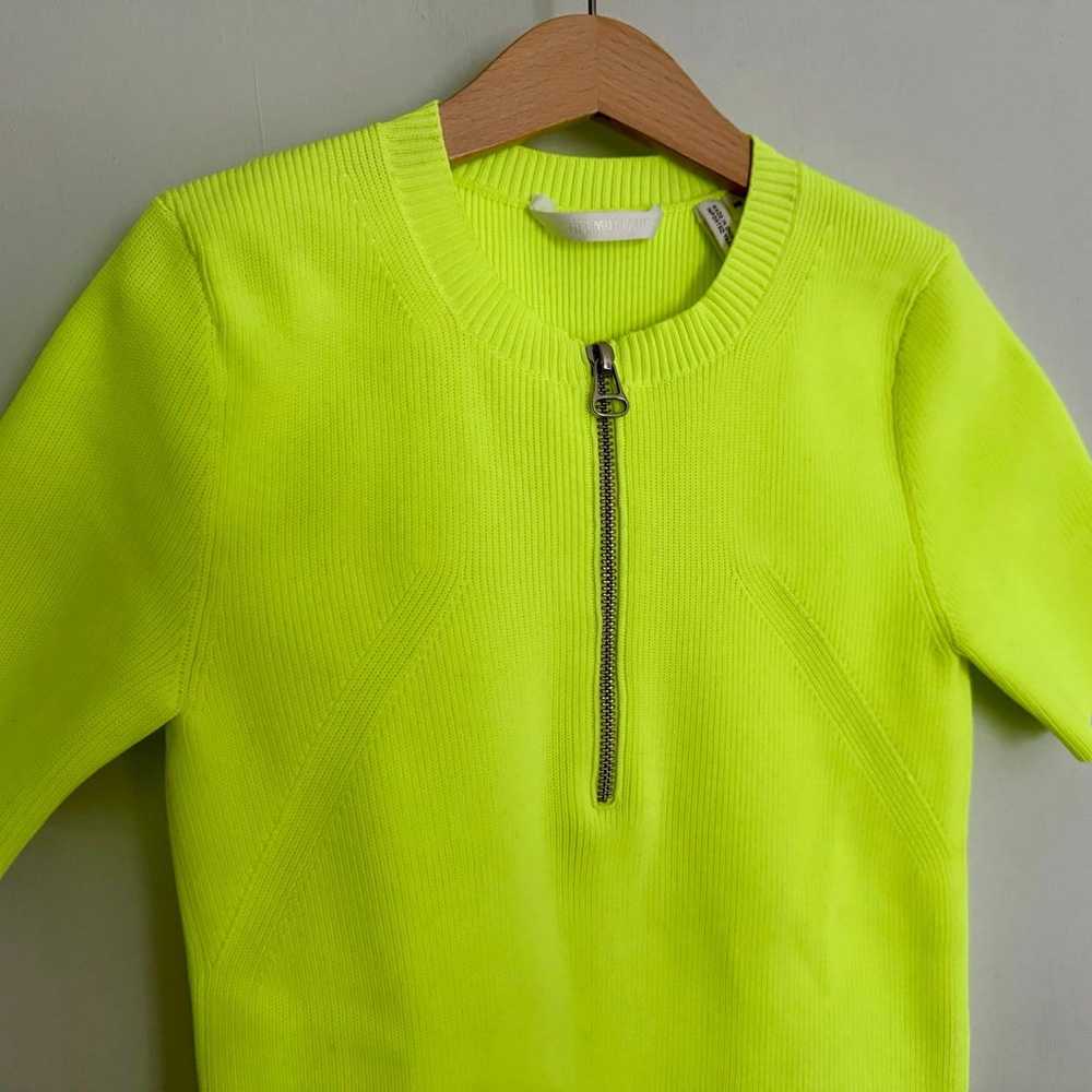 Helmut Lang Neon Yellow Green Half-Zip Knit Top - image 5