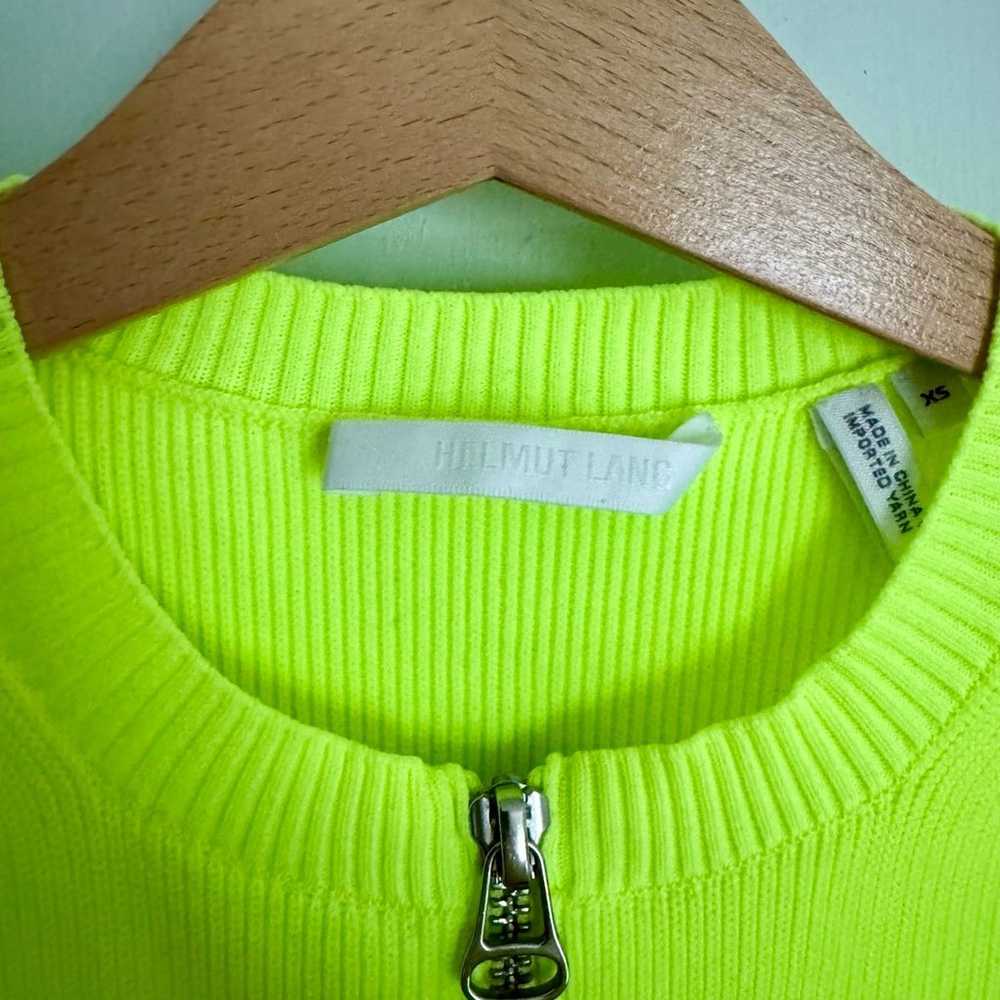 Helmut Lang Neon Yellow Green Half-Zip Knit Top - image 7