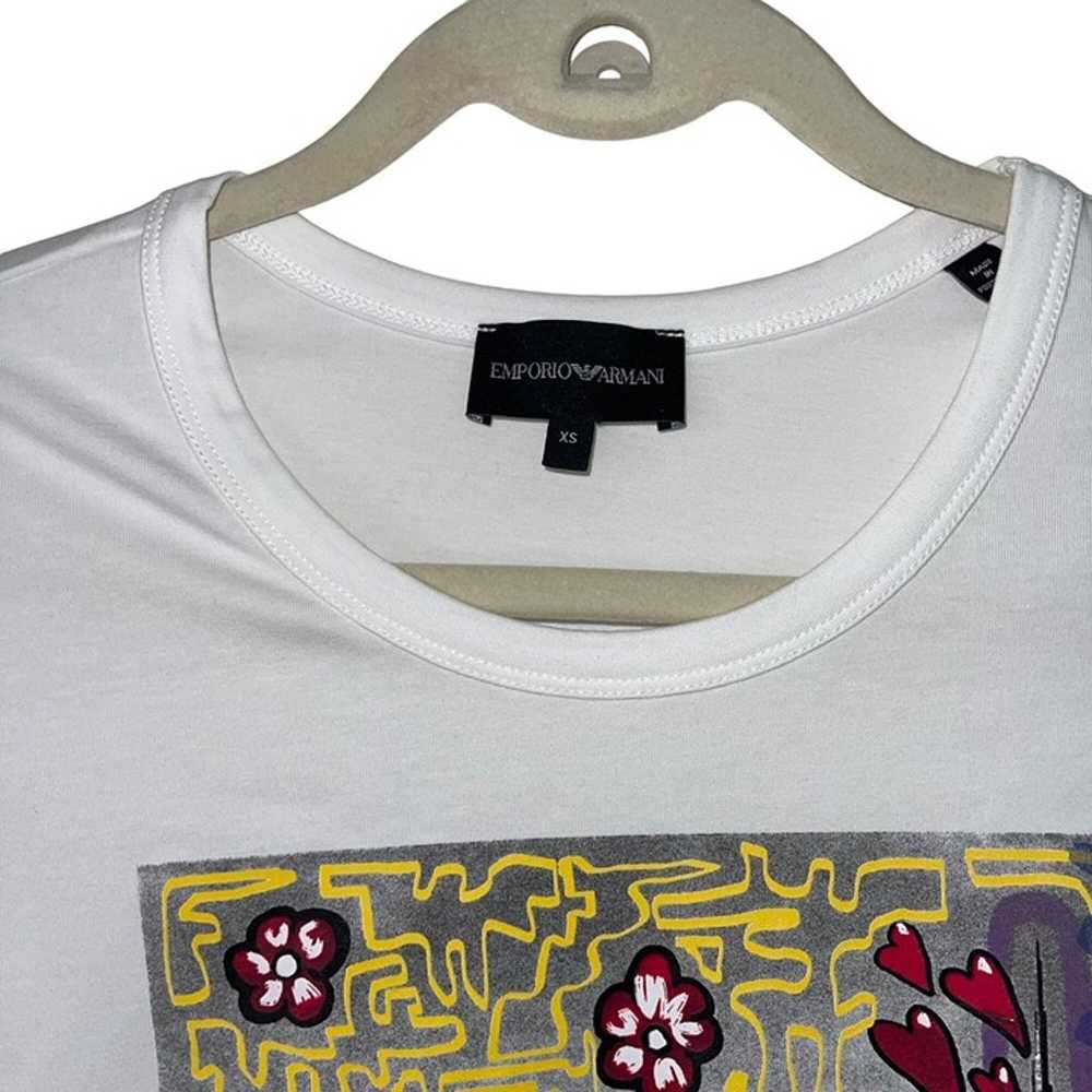 Emporio Armani Womens Graphic T Shirt Size XS Whi… - image 3