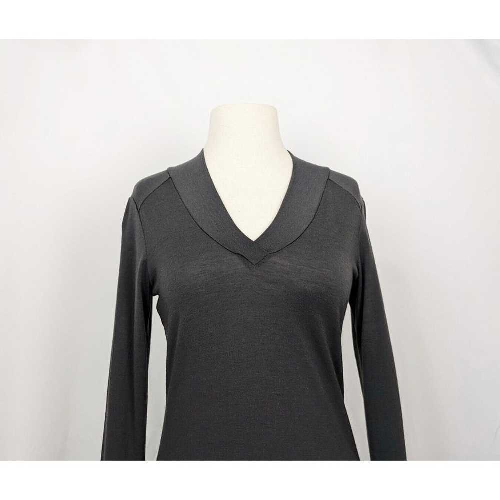 Ibex XS Top Dark Gray V-Neck Merino Wool Long Sle… - image 2