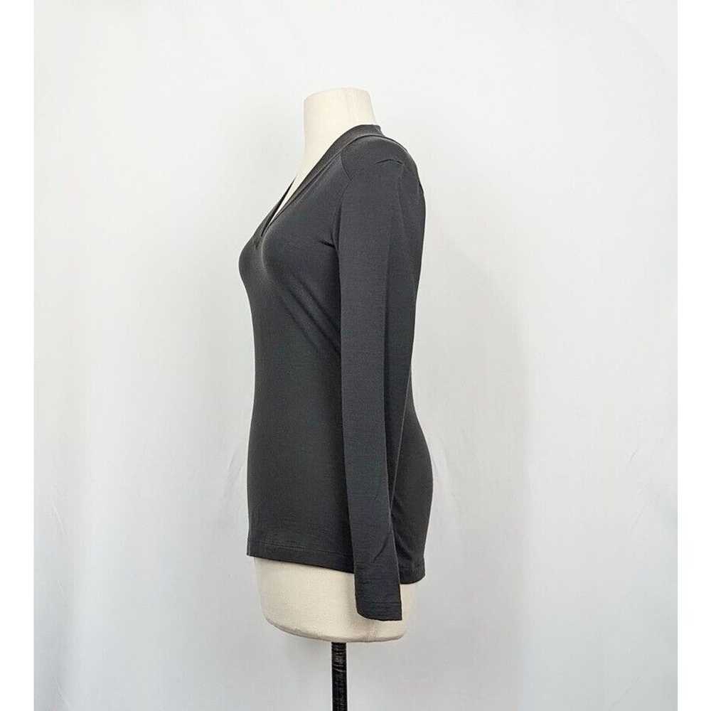 Ibex XS Top Dark Gray V-Neck Merino Wool Long Sle… - image 3