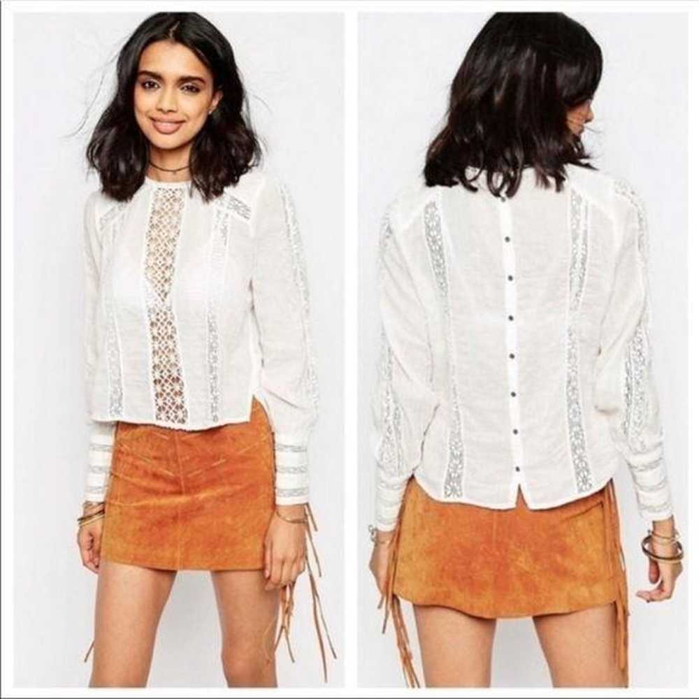 Free People Button Back Lace XS Top Without You B… - image 2