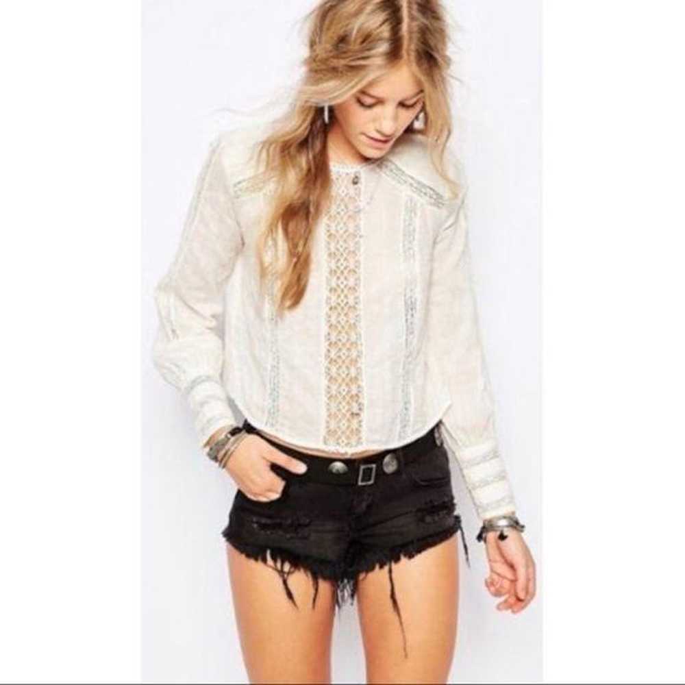 Free People Button Back Lace XS Top Without You B… - image 3