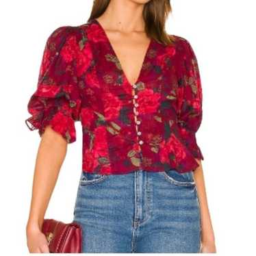 Free People Women's I Found You Printed Blouse Si… - image 1