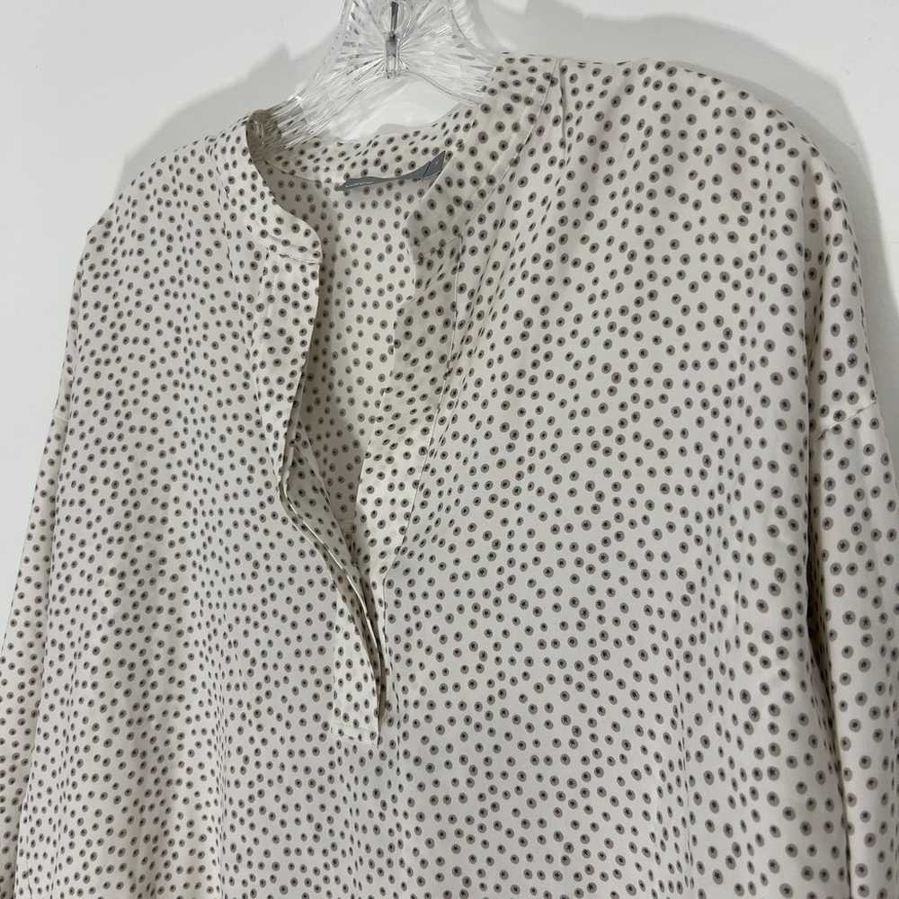 Vince Ivory Celestial Polka Dot Silk Blous Split … - image 3