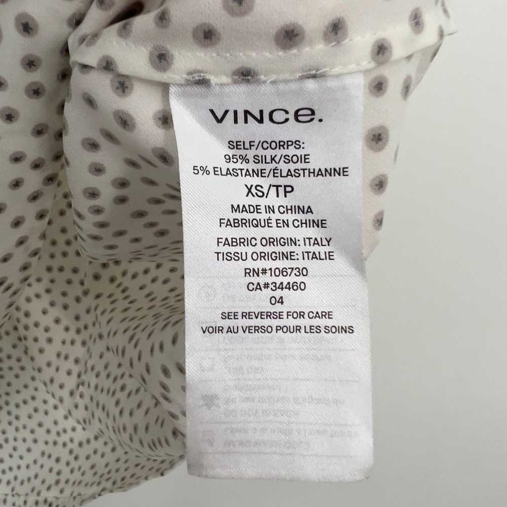 Vince Ivory Celestial Polka Dot Silk Blous Split … - image 9