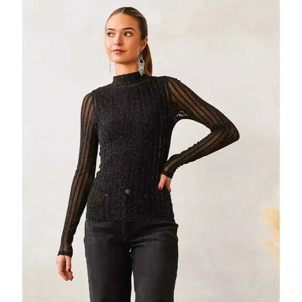Buckle Willow-Root Linear Lurex Mesh Top - image 2