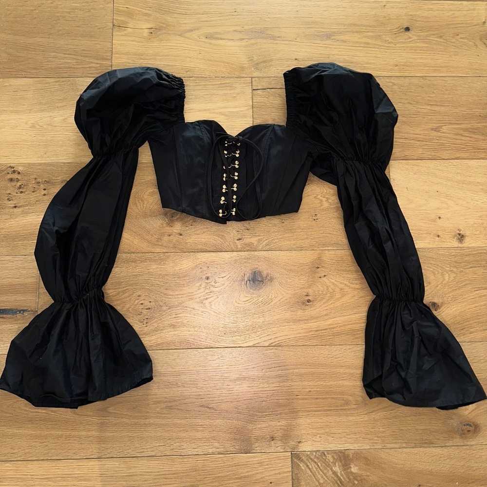 Clublondon Black and Gold Lace Up Corset Top with… - image 2
