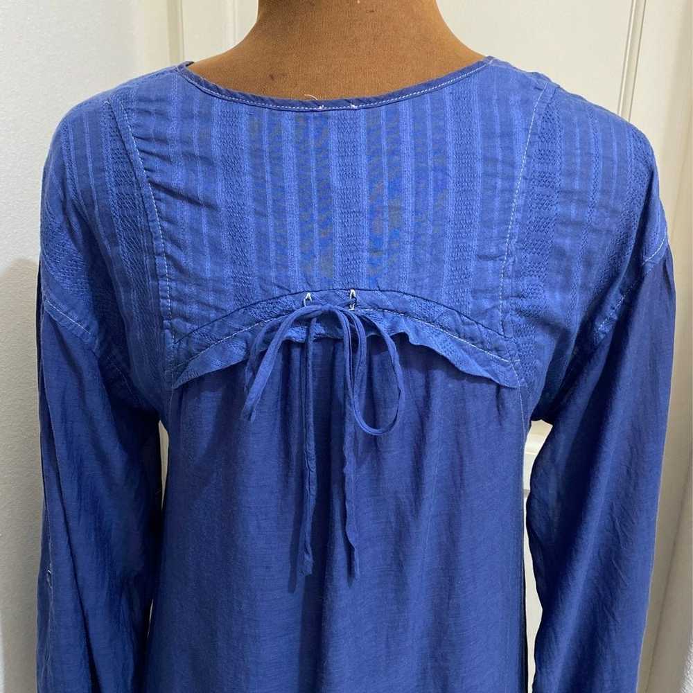 Free People Blue Tunic Embroidered Floral Women's… - image 9