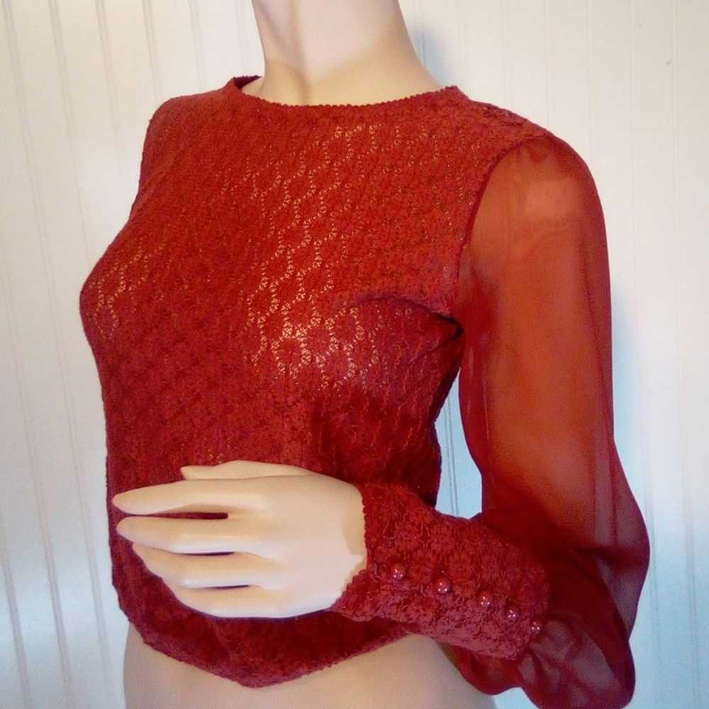 Free People Terra Cotta Lace Top - image 1