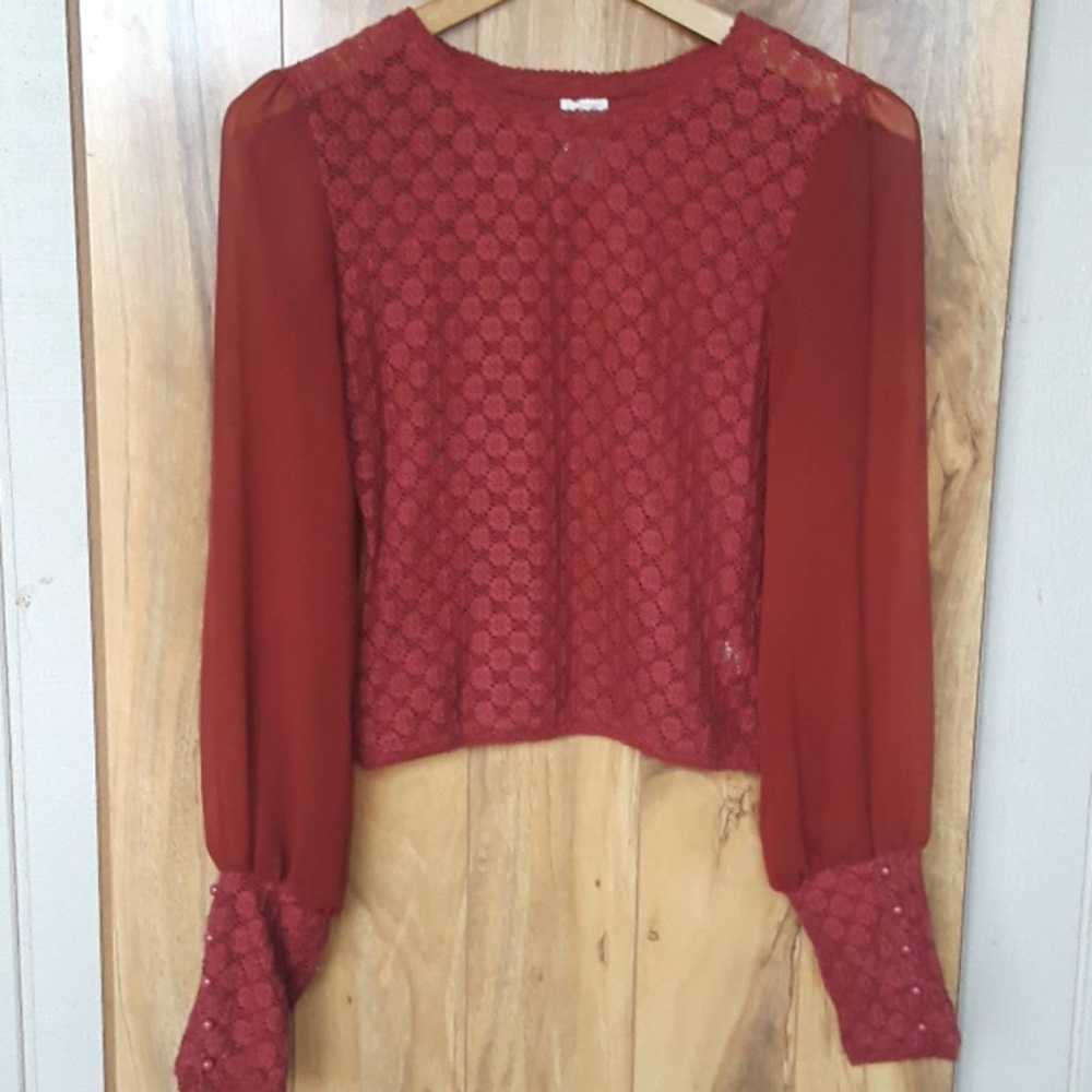 Free People Terra Cotta Lace Top - image 2