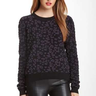 REBECCA TAYLOR Leopard Print Sweater Sweatshirt Pu