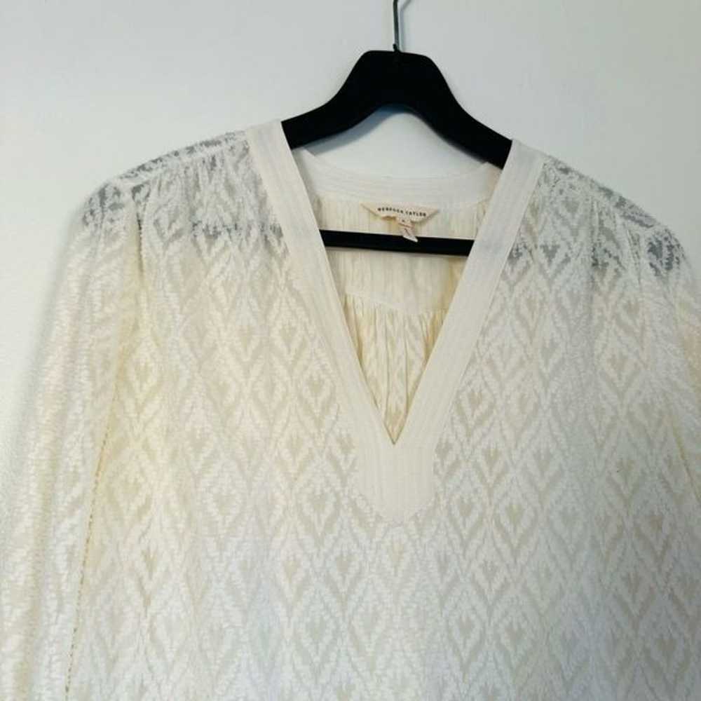 Rebecca Taylor Geometric Silk Blend Blouse Size 6 - image 3