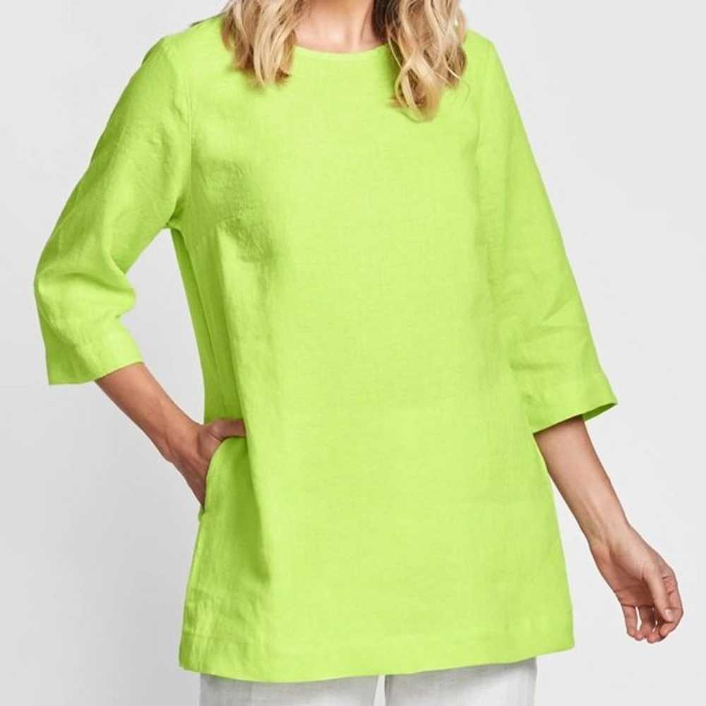 FLAX green linen tunic medium - image 1