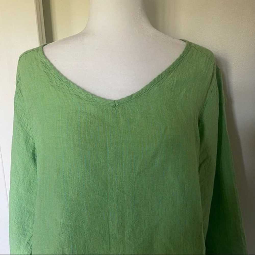 FLAX green linen tunic medium - image 3