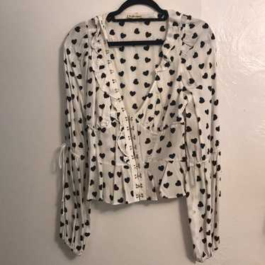 For Love and Lemons super cute top with hearts. S… - image 1