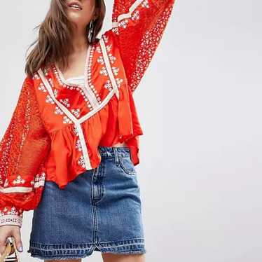 Free People Boogie All Night Boho Blouse Size Med… - image 1
