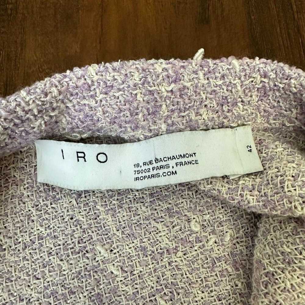 IRO S/S Frayed Crew Neck Tweed Top in Lavender - image 10
