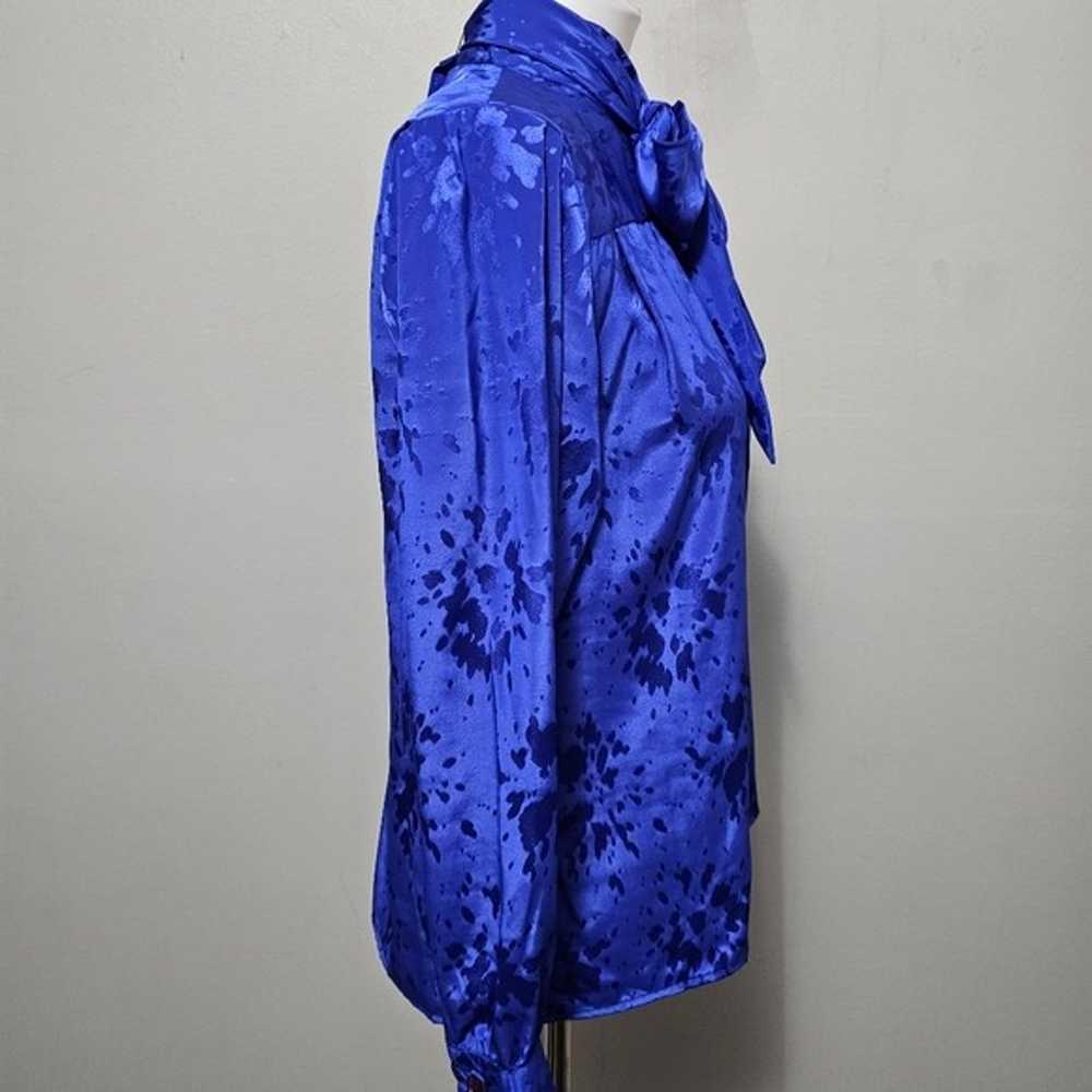 Vintage John Meyer Royal Blue 80s Satin Jacquard … - image 3