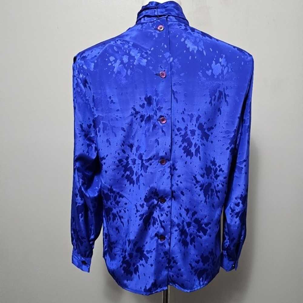 Vintage John Meyer Royal Blue 80s Satin Jacquard … - image 4