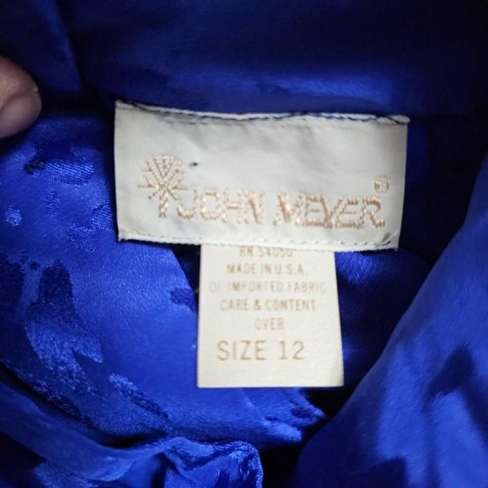 Vintage John Meyer Royal Blue 80s Satin Jacquard … - image 5