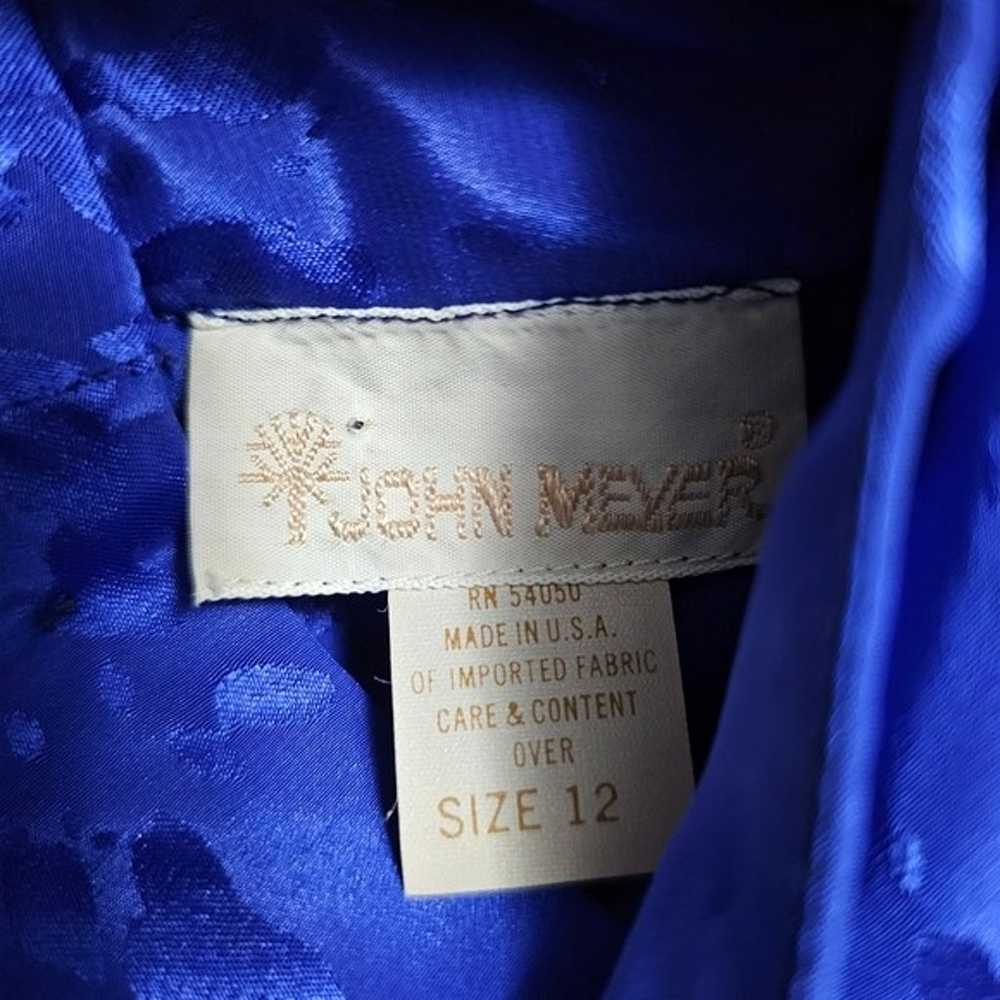 Vintage John Meyer Royal Blue 80s Satin Jacquard … - image 6