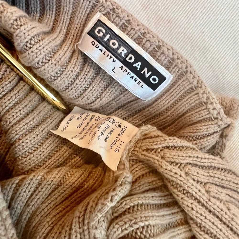 Vintage Giordano Quality Apparel Tan Brown Knit C… - image 7