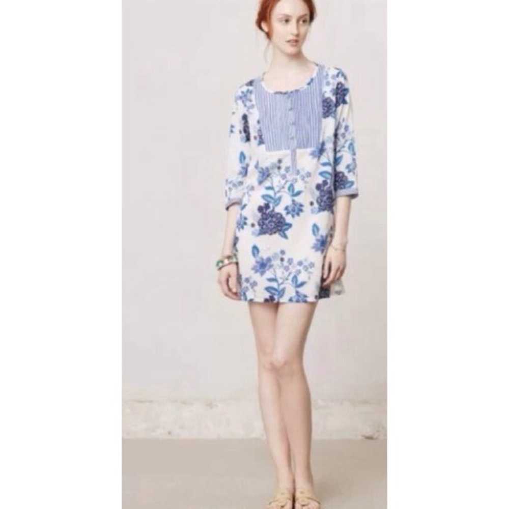 Anthropologie MERMAID Floral Sea Holly Tunic Top … - image 1