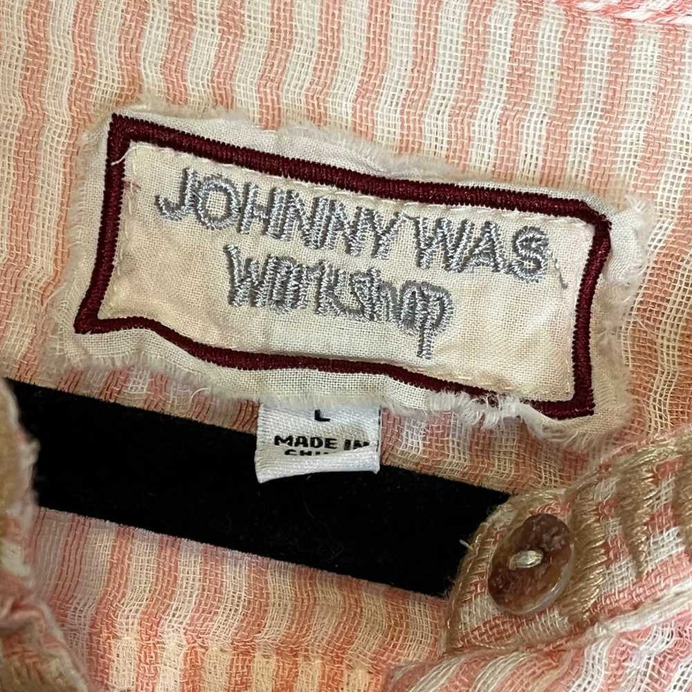 Johnny Was Workshop Pink Striped Embroidered Cott… - image 3
