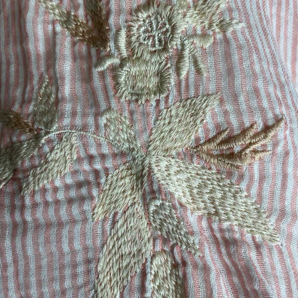 Johnny Was Workshop Pink Striped Embroidered Cott… - image 5