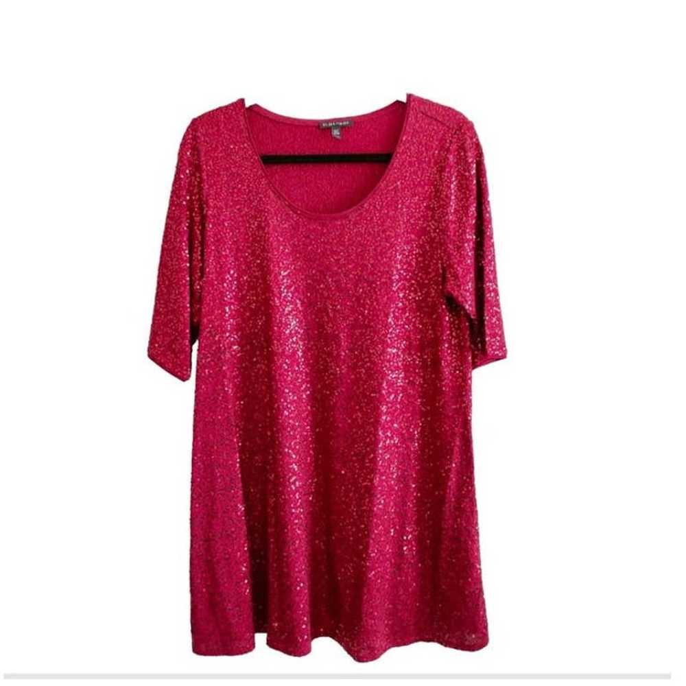 Eileen Fisher Large 100% Silk Red Sequin Tunic El… - image 1