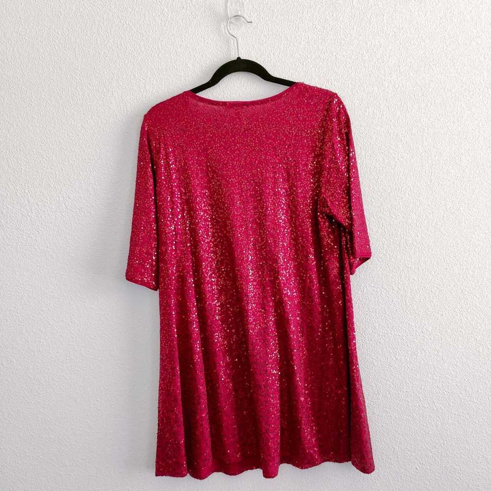 Eileen Fisher Large 100% Silk Red Sequin Tunic El… - image 2