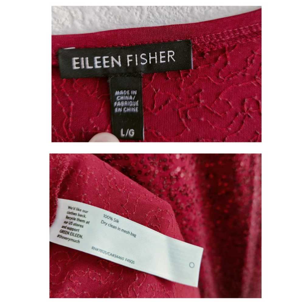 Eileen Fisher Large 100% Silk Red Sequin Tunic El… - image 3
