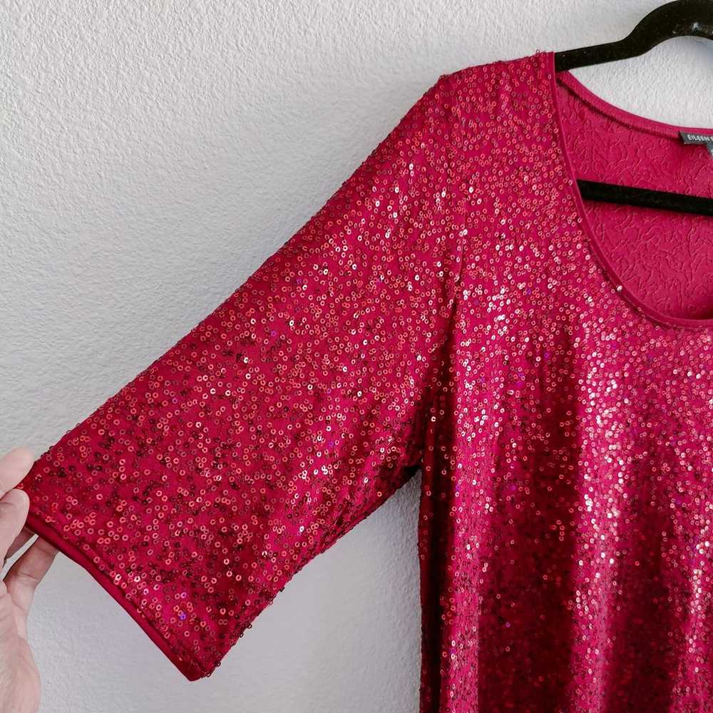 Eileen Fisher Large 100% Silk Red Sequin Tunic El… - image 7