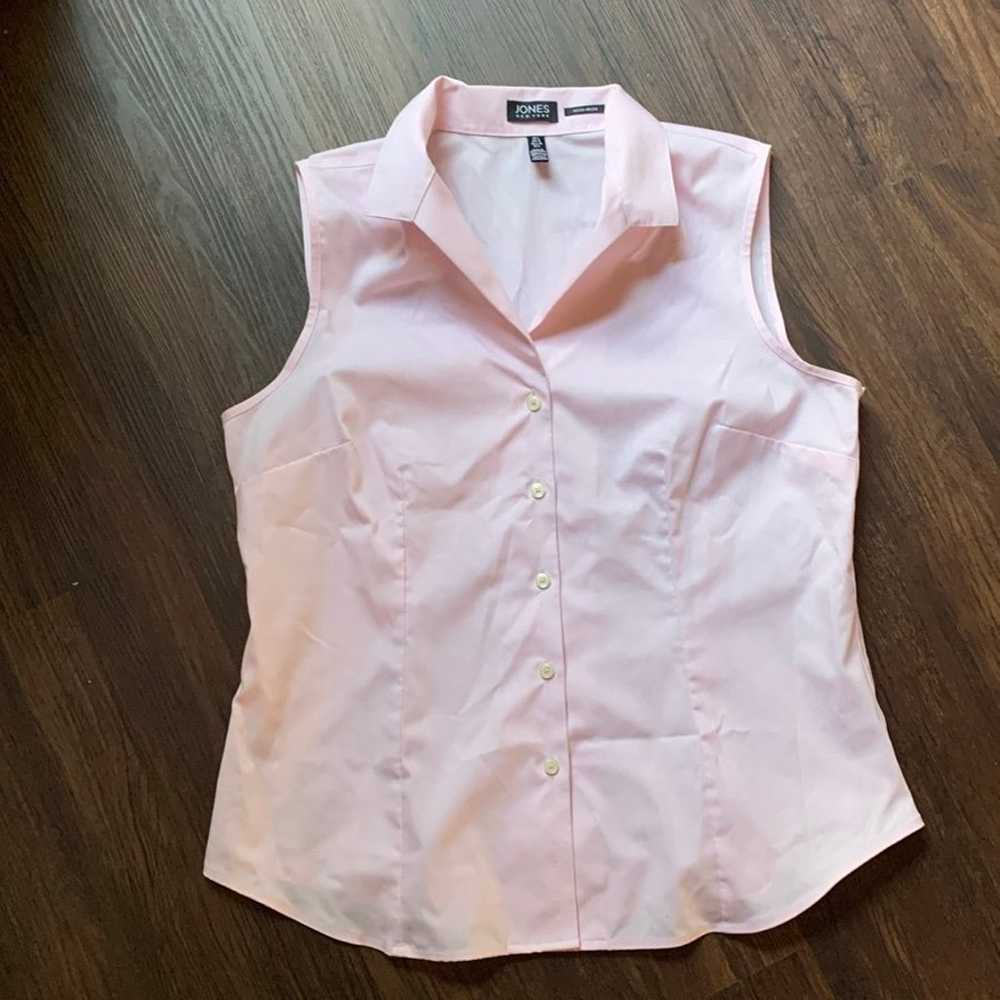 Pink button up blouse sleeveless - image 1