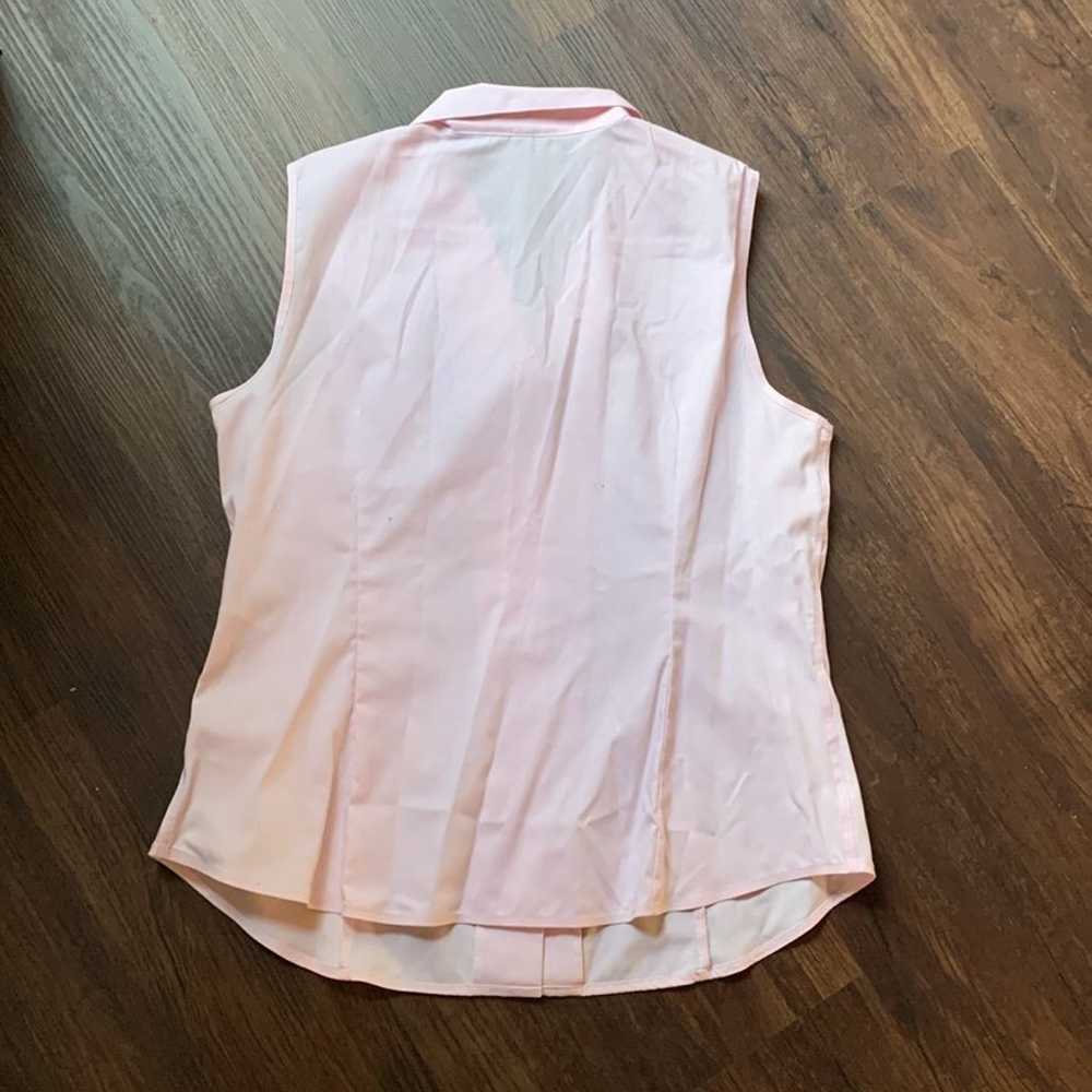 Pink button up blouse sleeveless - image 2