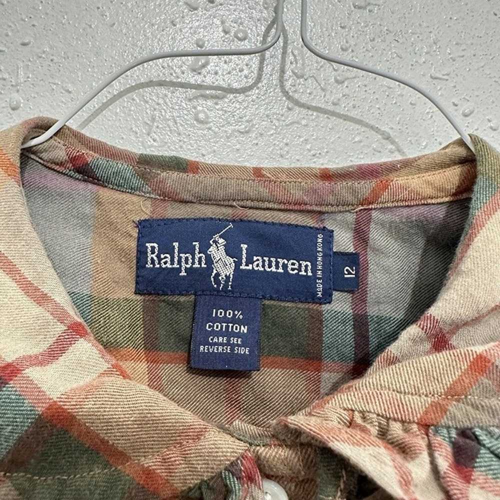 RALPH LAUREN Womens Top Size 12 Plaid Ruffle Coll… - image 4